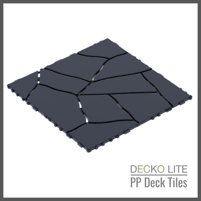 DECKO Lite PP Deck Tiles - GREYSTONE - Premium, 100% Recycled Polypropylene (Price/Tile) - deliveries start from end of April