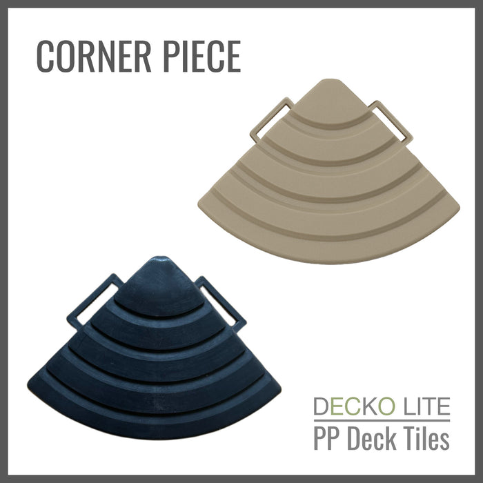 Corner Ramp Edges for DECKO Lite PP Deck Tiles - GREYSTONE - Premium, 100% Recycled Polypropylene (One Piece) - deliveries start from end of April