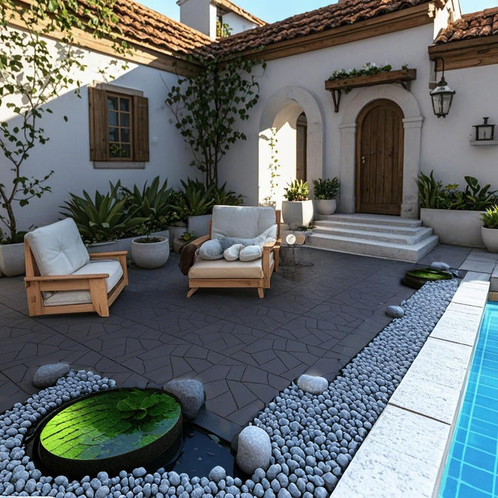 1 Box of 44 DECKO Lite PP Deck Tiles - GREYSTONE - Premium, 100% Recycled Polypropylene (total of 4.05 m2) - deliveries start from end of April