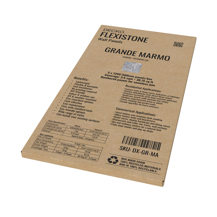 DECKO FLEXISTONE wall panel SAMPLE - GRANDE MARMO - Free Shipping