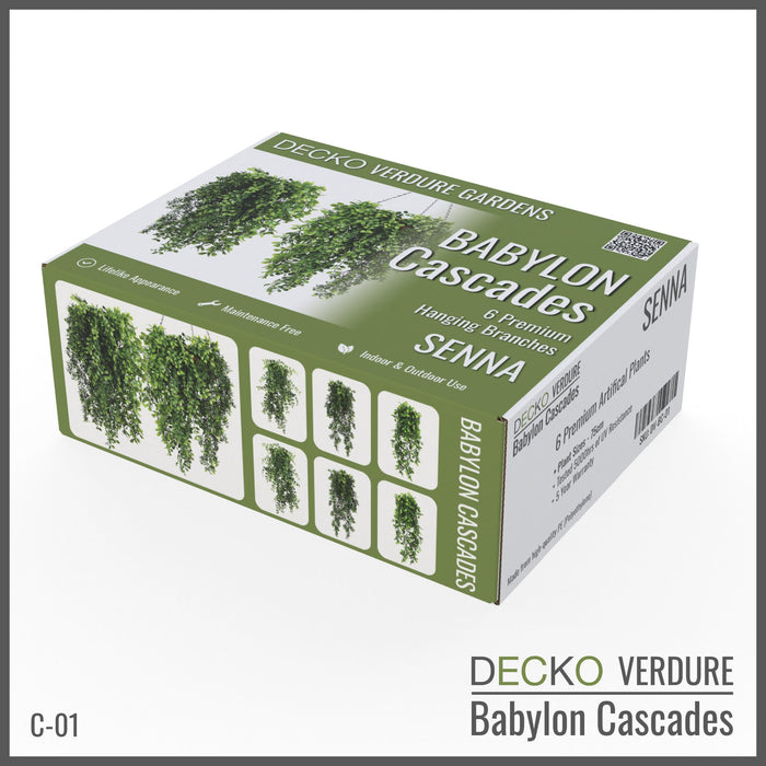 DECKO Verdure Babylon Cascades - <b>SENNA</b> - Collection of 2 sets of 3 different Artificial Hanging Plants