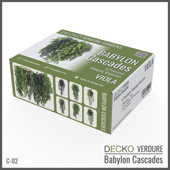 DECKO Verdure Babylon Cascades - <b>VIOLA</b> - Collection of 6 different Artificial Hanging Plants