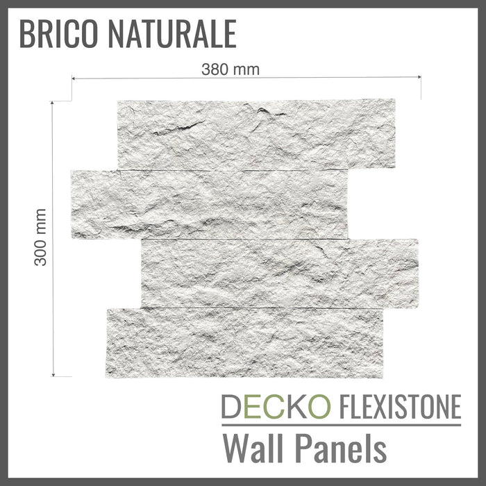 DECKO Flexistone Wall Panels - <b>BRICO NATURALE</b> - Box of 12 Interlocking Peel-and-Stick Panels