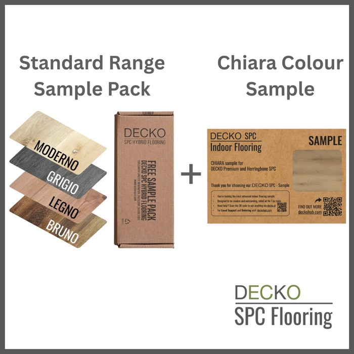 SPC Hybrid Vinyl Plank Flooring <b>Samples Bundle</b> - Standard SPC range + Chiara Colour Sample | DECKO