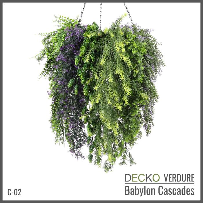 DECKO Verdure Babylon Cascades - <b>VIOLA</b> - Collection of 6 different Artificial Hanging Plants