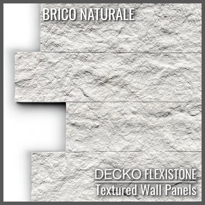 DECKO Flexistone Wall Panels - <b>BRICO NATURALE</b> - Box of 12 Interlocking Peel-and-Stick Panels