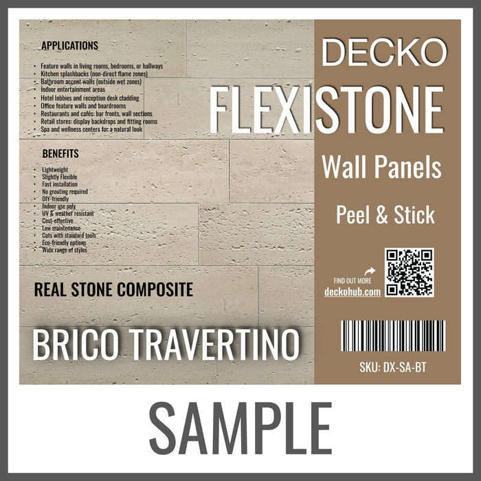 DECKO FLEXISTONE wall panel SAMPLE - BRICO TRAVERTINO - Free Shipping