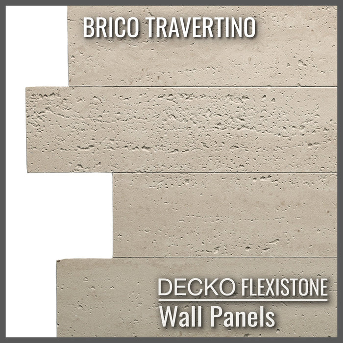 DECKO Flexistone Wall Panels - <b>BRICO TRAVERTINO</b> - Box of 12 Interlocking Peel-and-Stick Panels