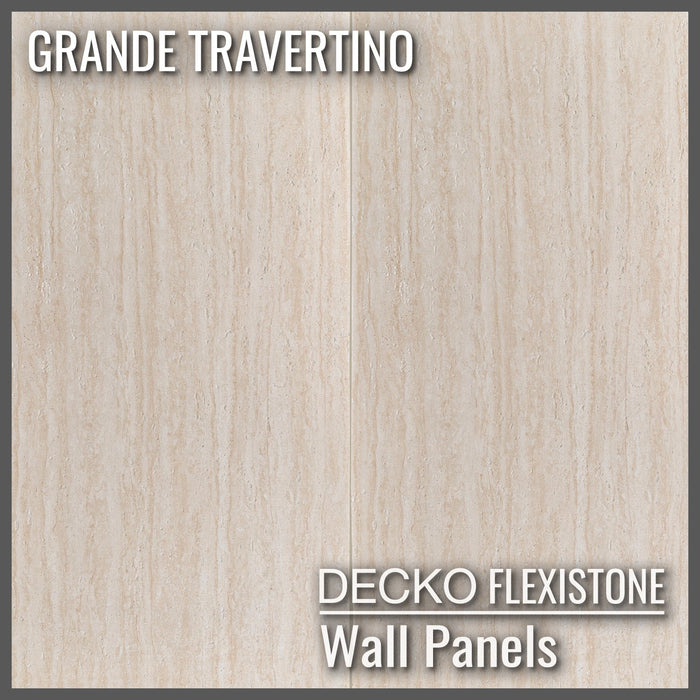 DECKO Flexistone Wall Panels - <b>GRANDE TRAVERTINO</b> - Box of 1200x600mm flexible stone panels