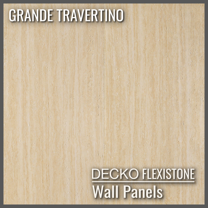 DECKO Flexistone Wand Paneele - <b>GRANDE TRAVERTINO</b> - Karton von 1200x600mm flexibel Stein Paneele