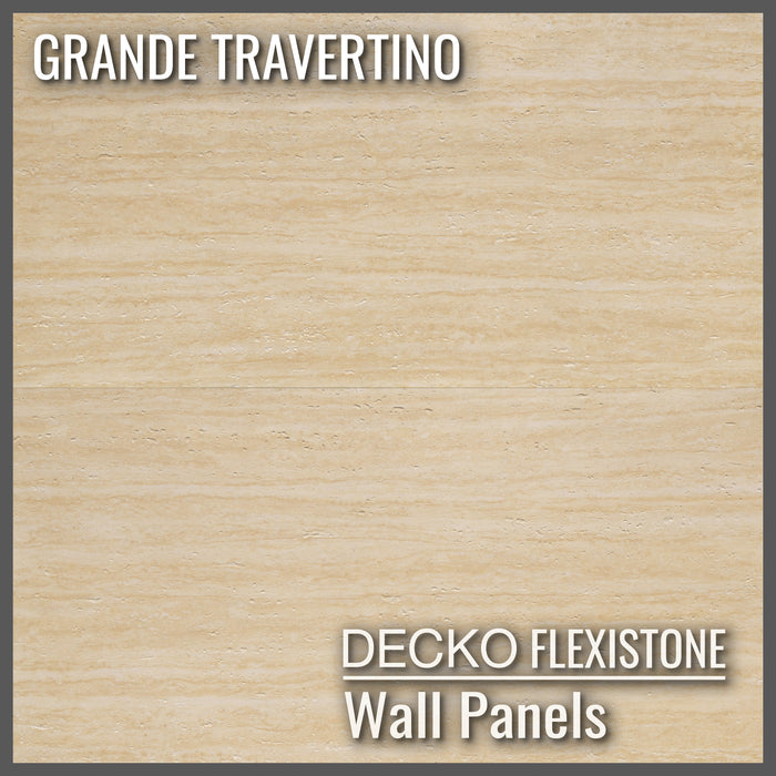 DECKO Flexistone Wand Paneele - <b>GRANDE TRAVERTINO</b> - Karton von 1200x600mm flexibel Stein Paneele