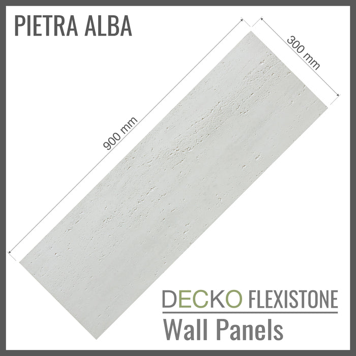 DECKO Flexistone Wand Paneele - <b>PIETRA ALBA</b> - Karton von 16 Paneele 900x300mm