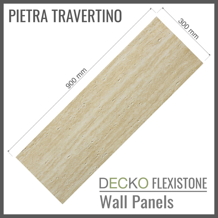 DECKO Flexistone Wand Paneele - <b>PIETRA TRAVERTINO GOLD</b> - Karton mit 16 Paneelen (300x900mm)