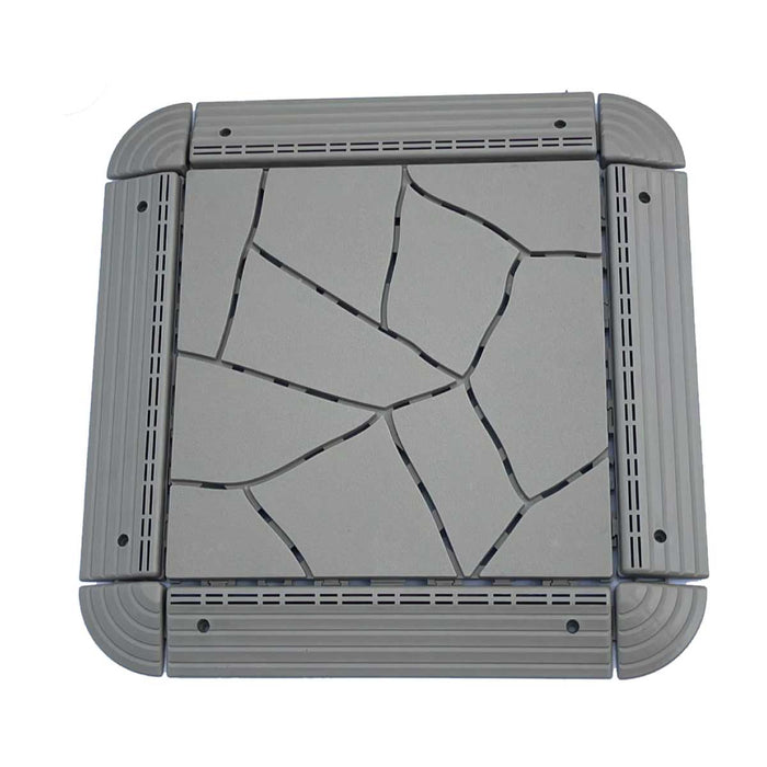Corner Ramp Edges for DECKO Lite PP Deck Tiles - GREYSTONE - Premium, 100% Recycled Polypropylene (One Piece) - deliveries start from end of April