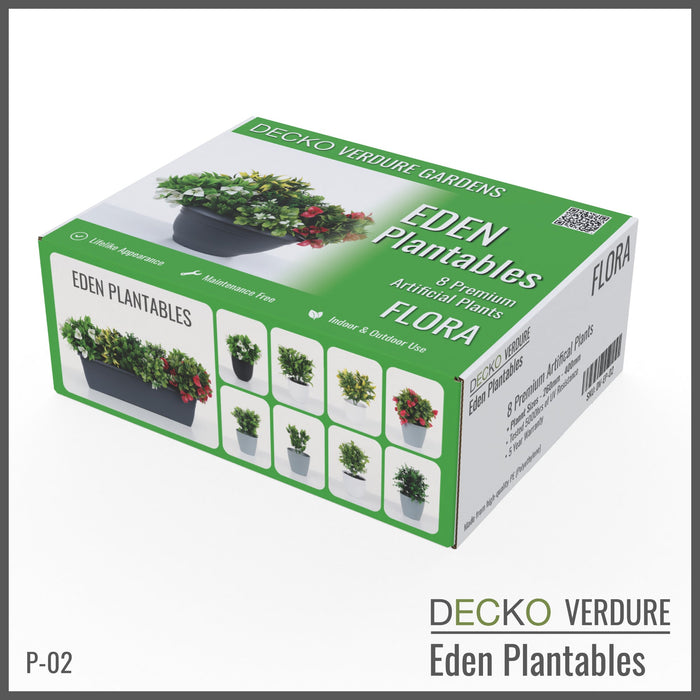 DECKO Verdure Eden Plantables - <b>FLORA</b> - Collection of 8 different Artificial Plantable Plants