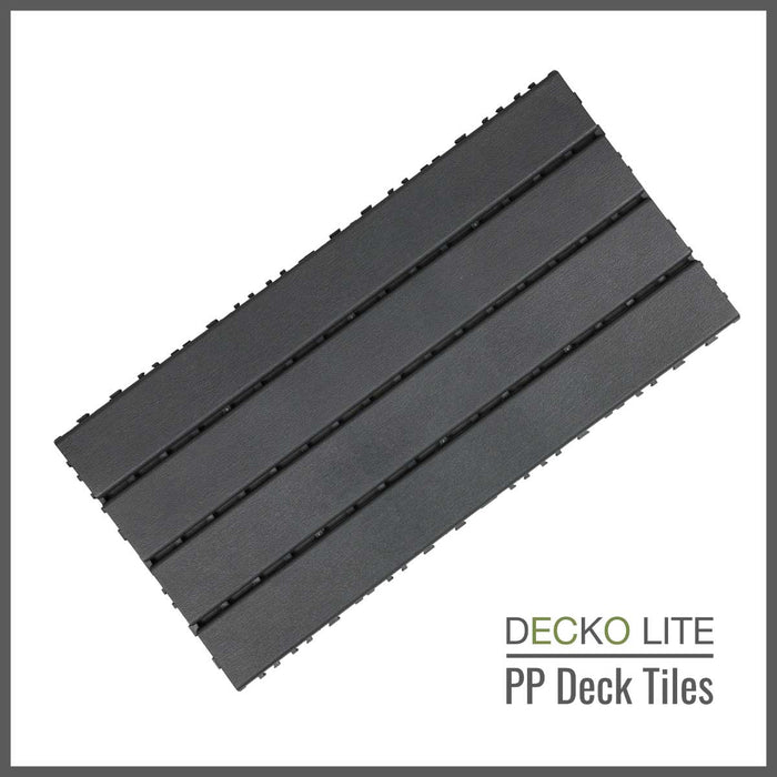 Deck Tiles - <b>GREYSLAT</b> - Interlocking PP Flooring, with Recycled Premium Polypropylene | DECKO Lite (608x304x20 mm tile) - (One Piece)