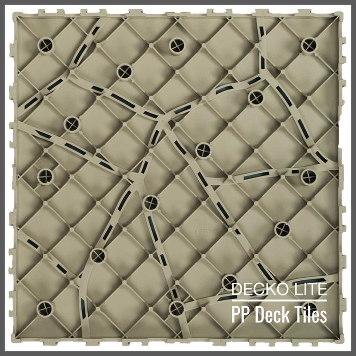 Deck Tiles - <b>BEIGESTONE</b> - Interlocking PP Flooring, with Recycled Premium Polypropylene | DECKO Lite (304x304x20 mm tile) - (One Piece)