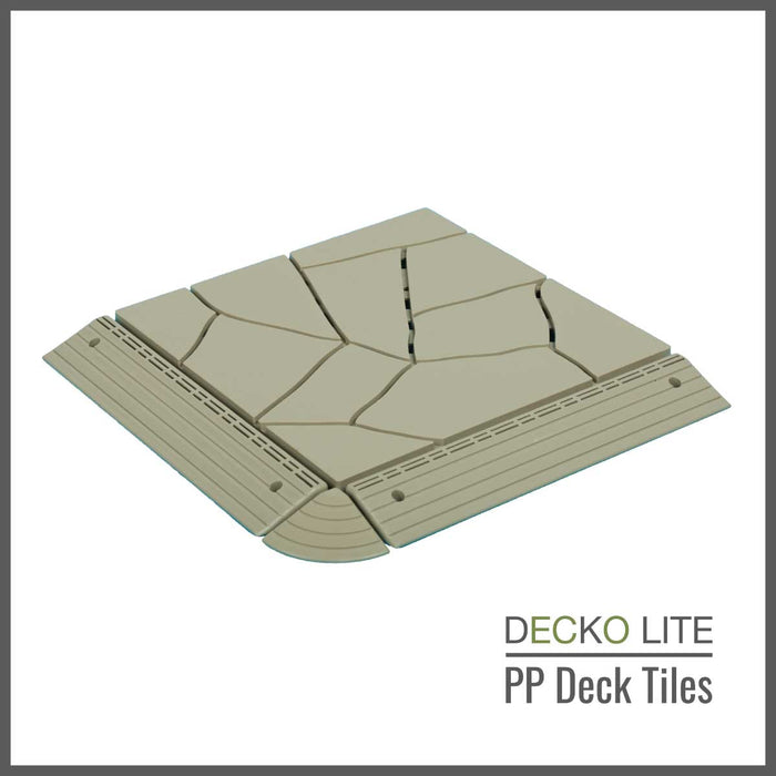 Deck Tiles - <b>BEIGESTONE</b> - Interlocking PP Flooring, with Recycled Premium Polypropylene | DECKO Lite (304x304x20 mm tile) - (One Piece)