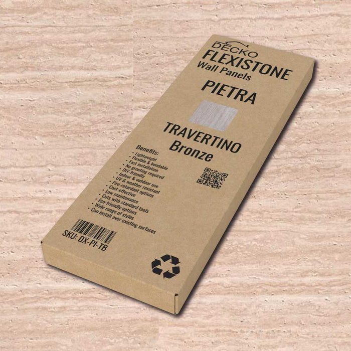 DECKO Flexistone Wand Paneele - <b>PIETRA TRAVERTINO BRONZE</b> - Karton mit 16 Paneelen (300x900mm)
