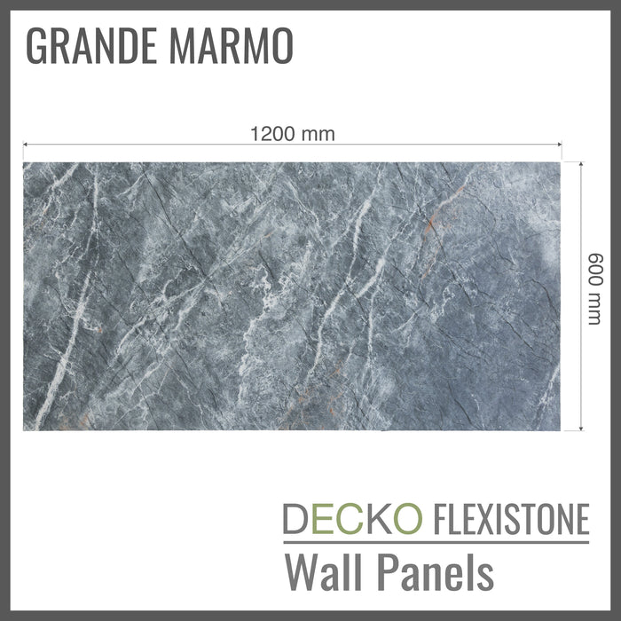 DECKO Flexistone Wall Panels - <b>GRANDE MARMO</b> - Box of 5 1200x600mm Panels