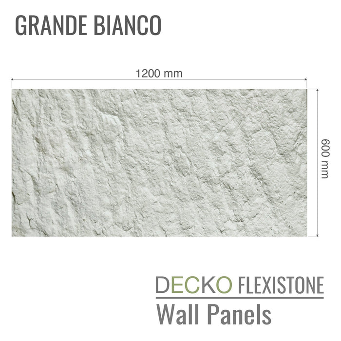 DECKO Flexistone Wall Panels - <b>GRANDE BIANCO</b> - Box of 5 panels 1200x600mm