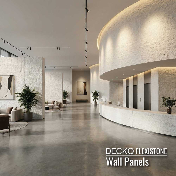 Flexibel 3D Stein Wand Paneele - <b> DECKO Flexistone - MAXI BIANCO</b> - Individuell Größen hoch zu 3000x1200mm