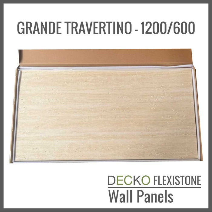 DECKO Flexistone Wall Panels - <b>GRANDE TRAVERTINO</b> - Box of 1200x600mm flexible stone panels