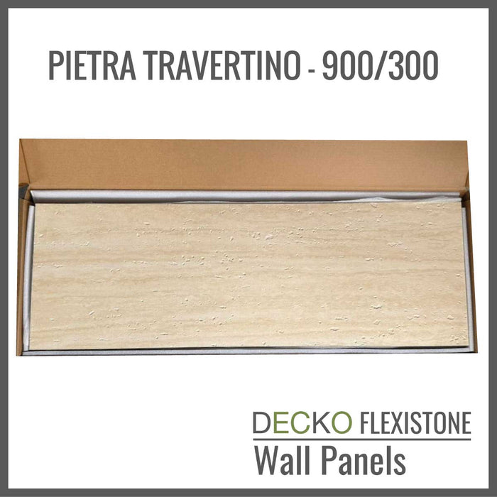 DECKO Flexistone Wall Panels - <b>PIETRA TRAVERTINO</b> - Box of 16 panels (300x900mm)