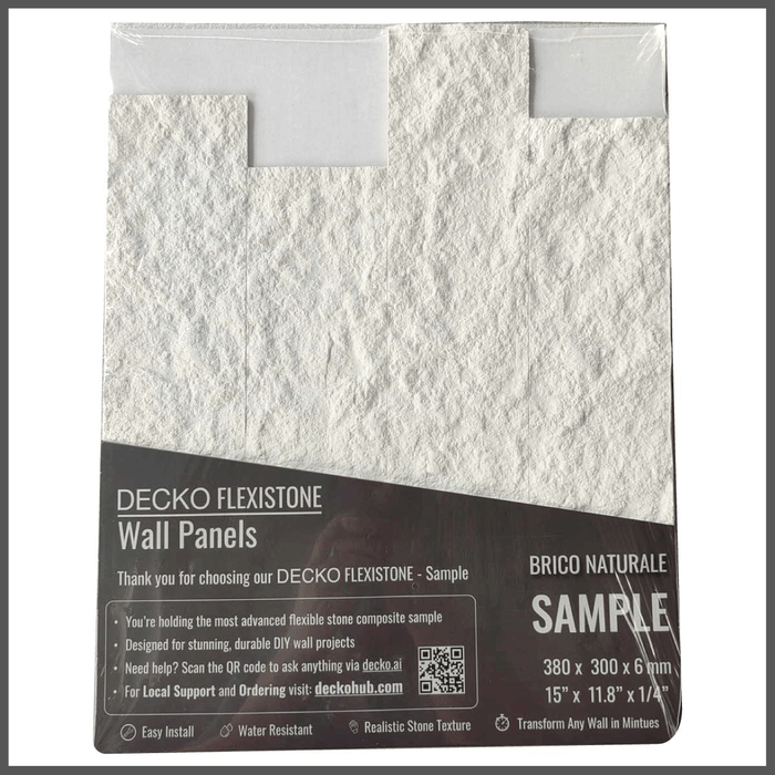 DECKO Flexistone Stone Wall Panels - BRICO NATURALE - Box of 12 Interlocking Peel-and-Stick Panels