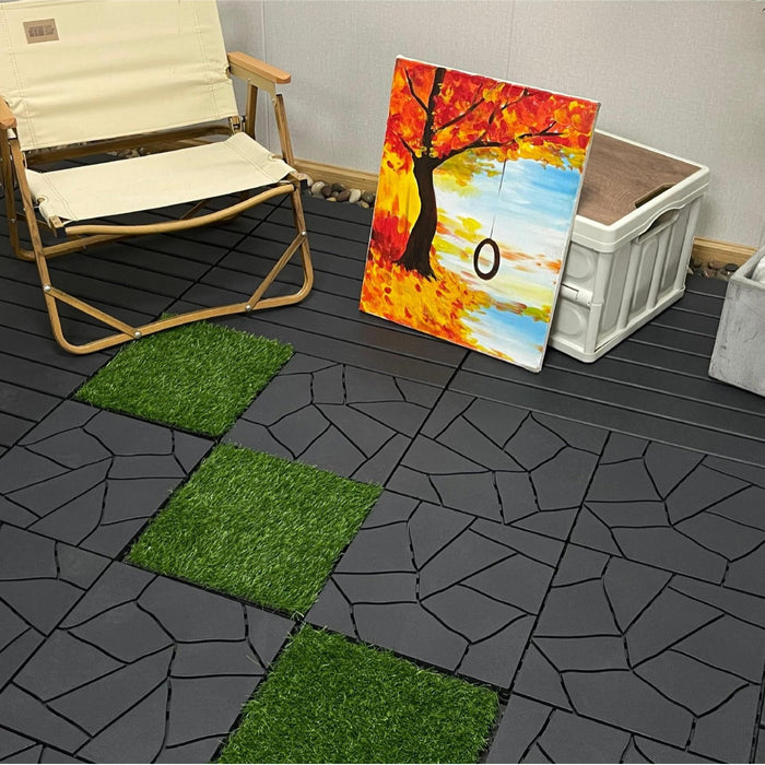 1 Box of 44 DECKO Lite PP Deck Tiles - GREYSTONE - Premium, 100% Recycled Polypropylene (total of 4.05 m2) - deliveries start from end of April
