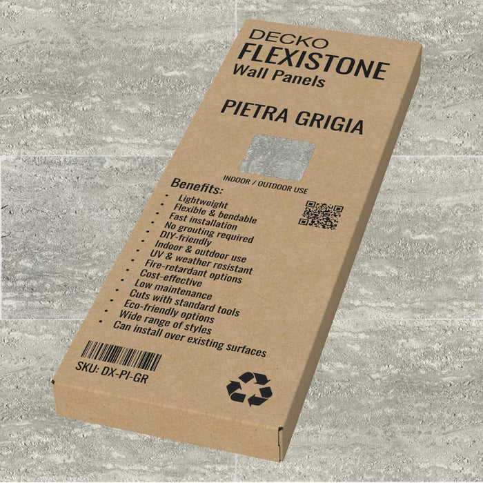 DECKO Flexistone Stone Wall Panels - PIETRA GRIGIA - Box of 16 900x300mm Panels