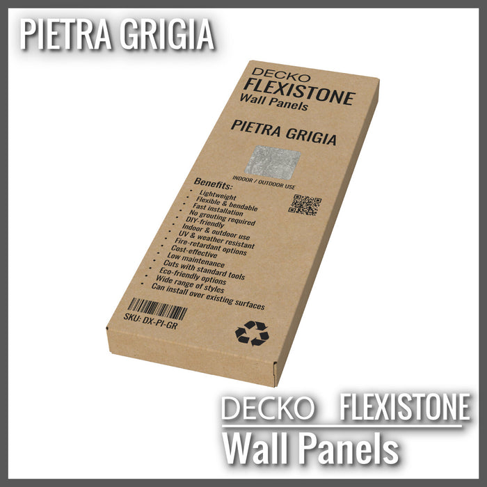DECKO Flexistone Stone Wall Panels - PIETRA GRIGIA - Box of 16 900x300mm Panels