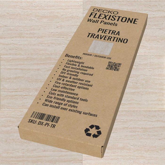 DECKO Flexistone Wall Panels - <b>PIETRA TRAVERTINO</b> - Box of 16 panels (300x900mm)