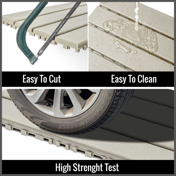 Deck Tiles - <b>BEIGESLAT</b> - Interlocking PP Flooring, with Recycled Premium Polypropylene | DECKO Lite (608x304x20 mm tile) - (One Piece)