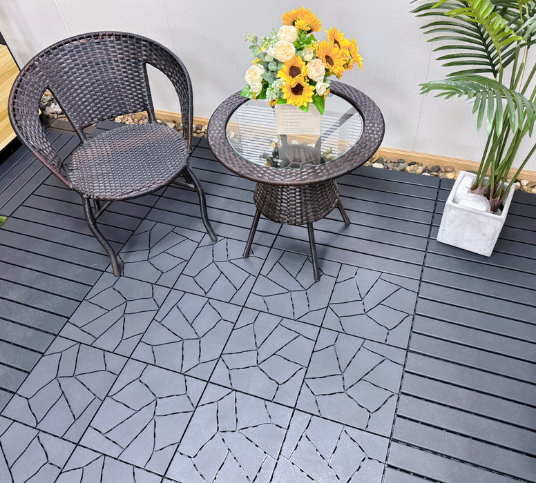 Deck Tiles - <b>GREYSLAT</b> - Interlocking PP Flooring, with Recycled Premium Polypropylene | DECKO Lite (608x304x20 mm tile) - (One Piece)