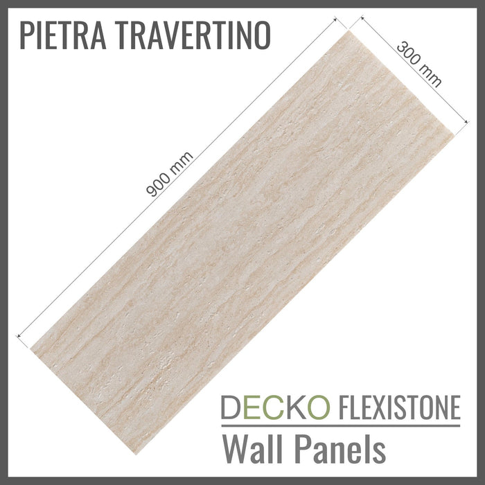 DECKO Flexistone Wall Panels - <b>PIETRA TRAVERTINO</b> - Box of 16 panels (300x900mm)