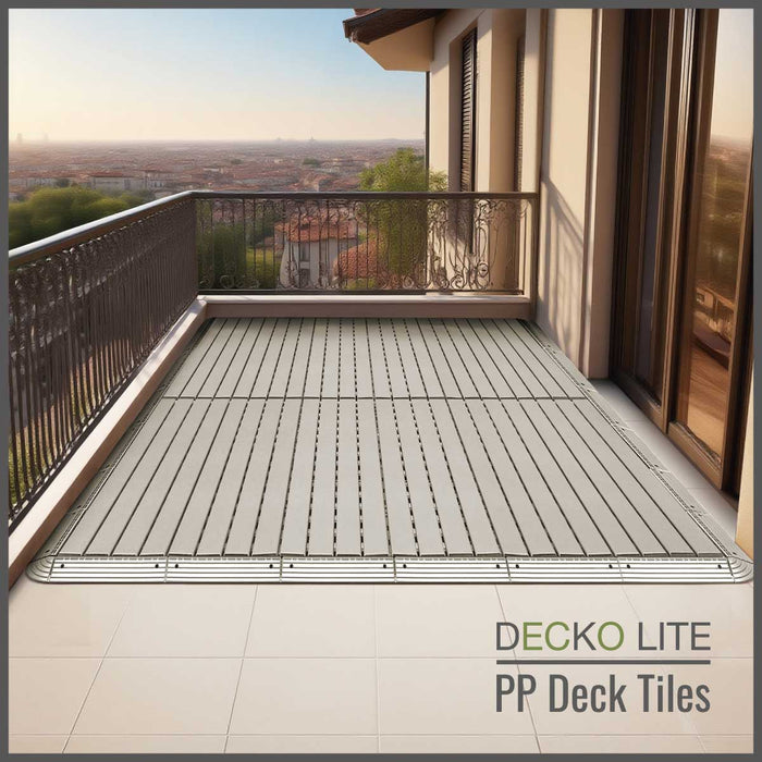 Deck Tiles - <b>BEIGESLAT</b> - Interlocking PP Flooring, with Recycled Premium Polypropylene | DECKO Lite (608x304x20 mm tile) - (One Piece)