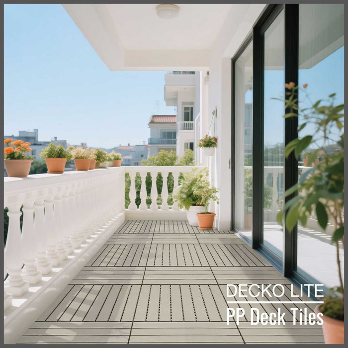 Deck Tiles - <b>BEIGESLAT</b> - Interlocking PP Flooring, with Recycled Premium Polypropylene | DECKO Lite (608x304x20 mm tile) - (One Piece)