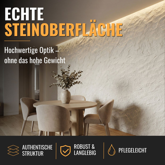 DECKO Flexistone Wand Paneele - <b>PIETRA ALBA</b> - Karton von 16 Paneele 900x300mm