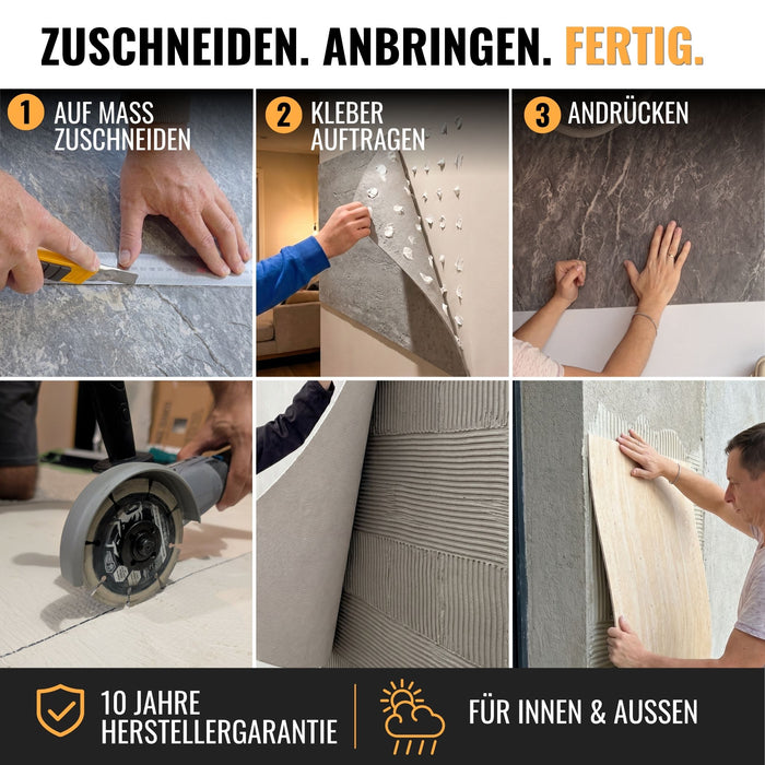 DECKO Flexistone Wand Paneele - <b>PIETRA ALBA</b> - Karton von 16 Paneele 900x300mm