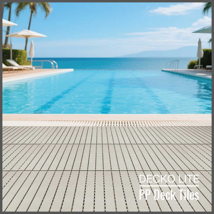 Deck Tiles - <b>BEIGESLAT</b> - Interlocking PP Flooring, with Recycled Premium Polypropylene | DECKO Lite (608x304x20 mm tile) - (One Piece)