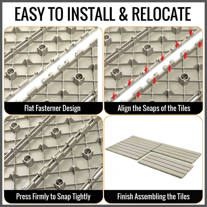 Deck Tiles - <b>BEIGESLAT</b> - Interlocking PP Flooring, with Recycled Premium Polypropylene | DECKO Lite (608x304x20 mm tile) - (One Piece)